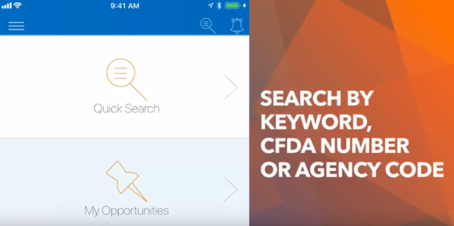 Search by keyword, CFDA number, or agency code